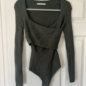 Abercrombie Women's Green Ribbed Bodysuit
